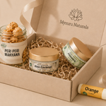 Load image into Gallery viewer, Mysun Naturals product set with jars and a lip balm on a beige background
