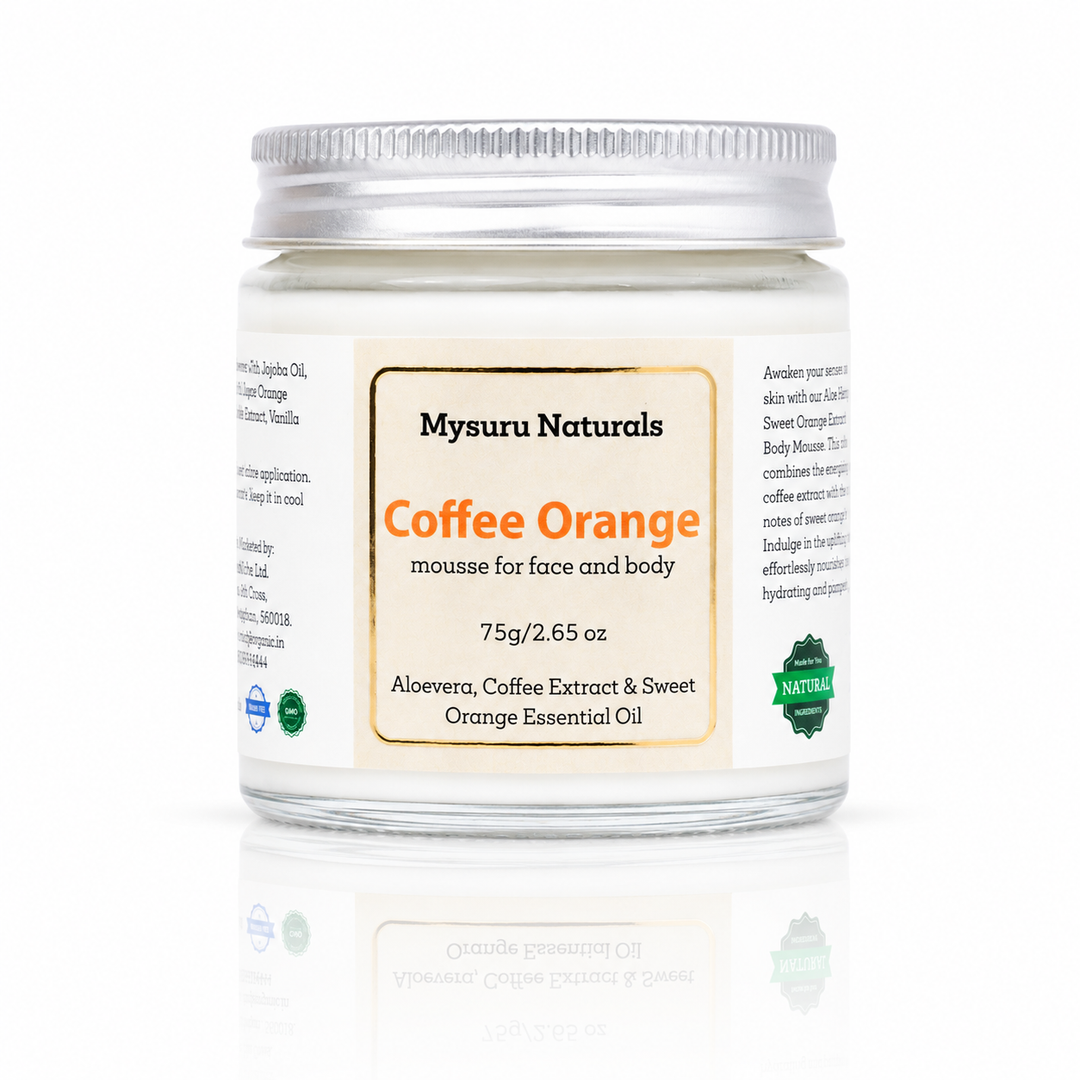 Jar of Mysuru Naturals Coffee Orange mousse on a white background